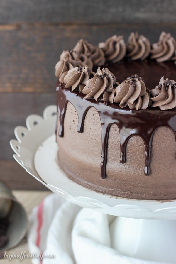 Close Up Image of Chocolate Mudslide Cake With Ganache