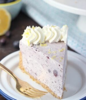 This frozen No-Churn Blueberry Ice Cream Pie is perfect for summer! Just 15 minutes and a few simple ingredients to make this pie. This is a great no-bake treat and doesn’t require an ice cream maker.