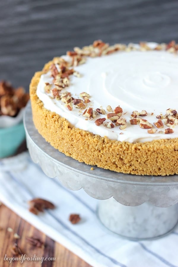 This No-Bake Bourbon Butterscotch Pudding Pie is a homemade brown sugar butterscotch pudding spiked with bourbon. Plus it’s topped with a bourbon whipped cream!