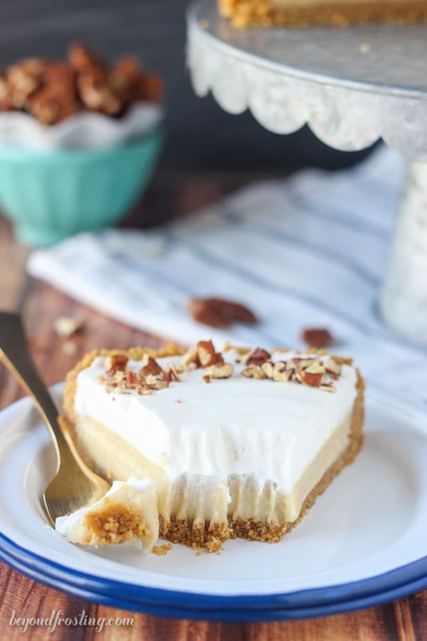 This No-Bake Bourbon Butterscotch Pudding Pie is a homemade brown sugar butterscotch pudding spiked with bourbon. Plus it’s topped with a bourbon whipped cream!
