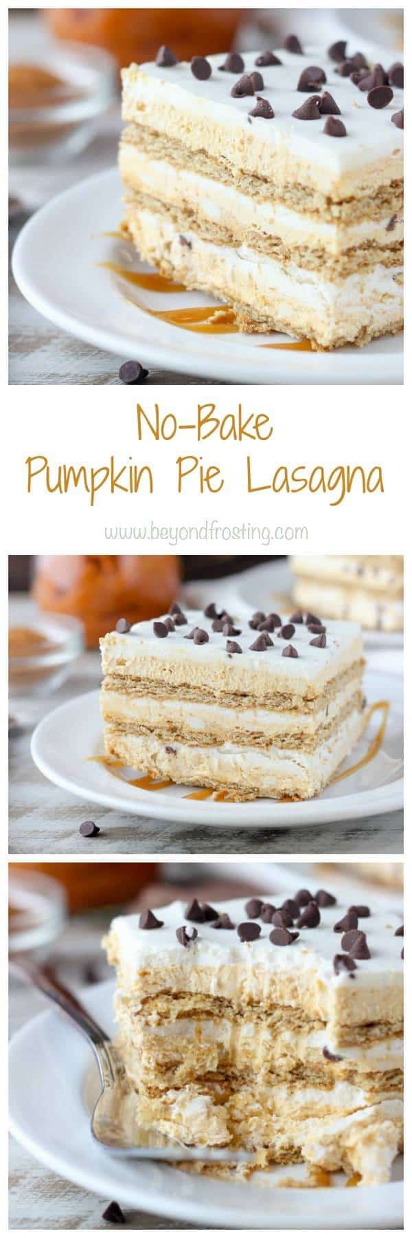 If you’re looking for a quick holiday treat, try this no-bake Pumpkin Pie Lasagna. Layers of pumpkin mousse, whipped cream and graham crackers make this icebox cake the perfect fall dessert. 
