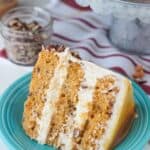 This Salted Caramel Butterscotch cake is a rich butterscotch cake filled with toasted pecans and covered with a brown butter frosting and salted caramel drizzle.