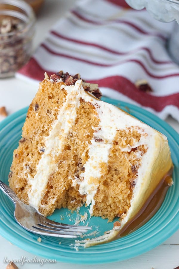This Salted Caramel Butterscotch cake is one of the best cakes I’ve ever eaten! The dreamy brown butter frosting is the perfect addition to the rich butterscotch cake. The whole cake is covered with a salted caramel drizzle. You can’t deny the salted caramel and butterscotch flavors in this perfect fall inspired cake.