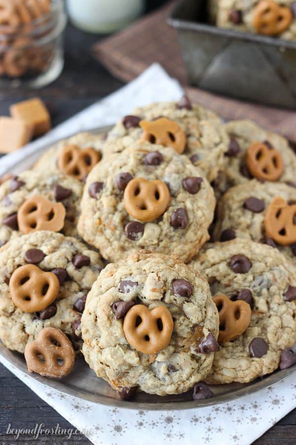 Oatmeal Salted Caramel Pretzel Cookies  Beyond Frosting