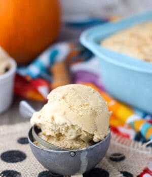 Homemade from scratch Pumpkin Pie Ice Cream with layers of graham cracker crumbs. This is my go-to pumpkin ice cream recipe.