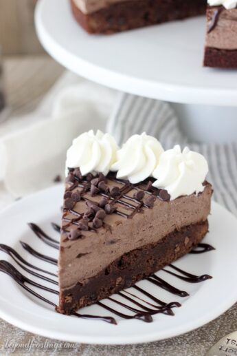 Fudgy Brownie Bottom Chocolate Mousse Cake | Beyond Frosting