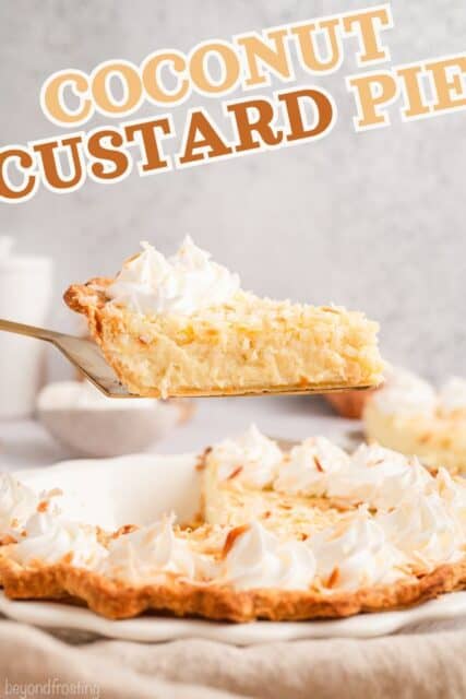 Pinterest title image for Coconut Custard Pie.