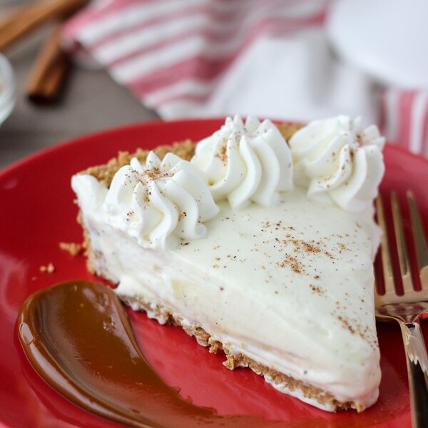 Leave room for dessert because this N0-Bake Eggnog Cream Pie requires seconds. The light and airy eggnog mousse sits in a graham cracker crust. This is made with a homemade eggnog pudding mixed with whipped cream and spiked with a hint on whiskey.