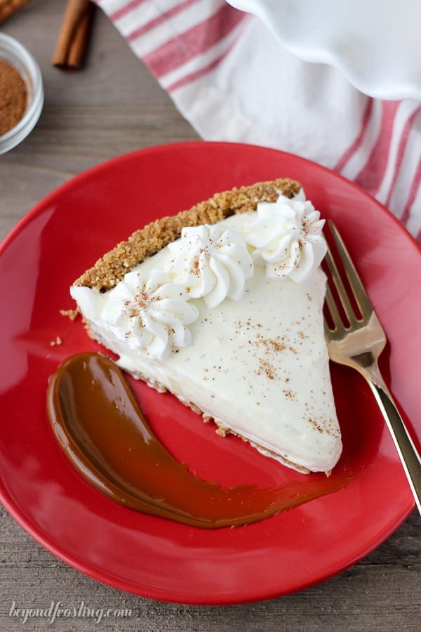 This No-Bake Eggnog Cream Pie is made with a graham cracker crust, and homemade eggnog pudding mixed with whipped cream to create a light and airy mousse like dessert. This pie is a great make-ahead of time dessert for the holidays.