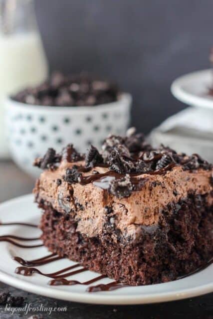 There’s no sharing this Oreo Dirt Cake! The chocolate cake is soaked in hot fudge and covered with a Chocolate Oreo Mousse also known as “dirt”. This was my favorite childhood snack!