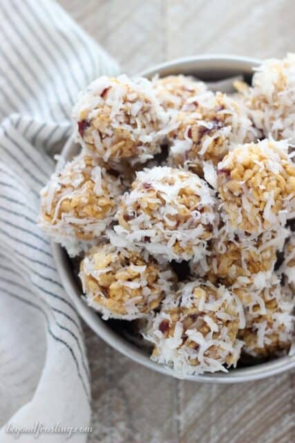 Coconut Krispie Date Balls - Beyond Frosting