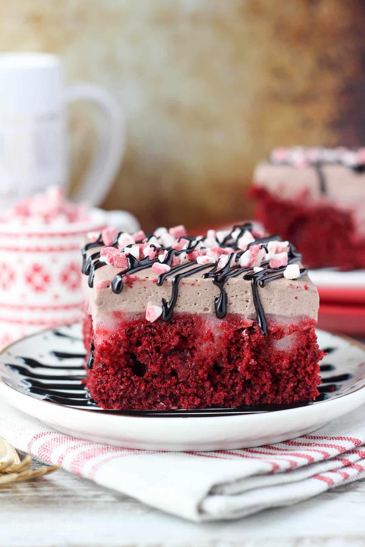 Peppermint Hot Chocolate Poke Cake
