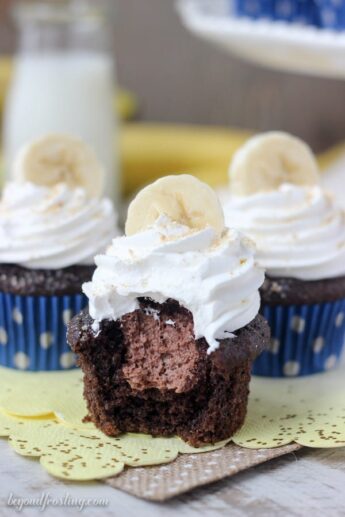 Moist Chocolate Banana Cream Pie Cupcakes Recipe | Beyond Frosting