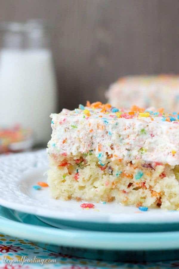 Fruity Pebble Cereal Milk Poke Cake Recipe | Fruity Pebbles Cake