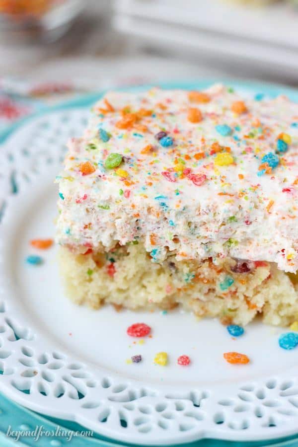 made with condensed milk mousse Beyond Cake Frosting Fruity Pebble Cereal Milk Poke