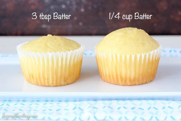 Tip and Tricks for making perfect cupcakes. This is your go-to guide for how to bake cupcakes including pan sizes and how full to fill each liner.