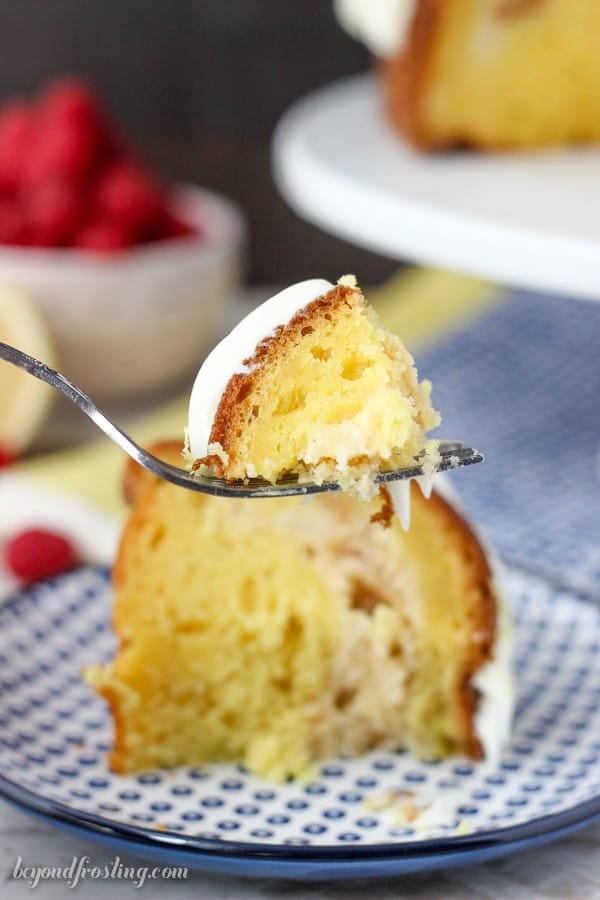 All it takes is one bite to fall in love with this Lemon Oreo Cheesecake Bundt. This lemon cake is so perfectly moist and bursting with lemon flavor. The filling is a lemon Oreo cheesecake and it’s topped with a cream cheese glaze and lemon zest.