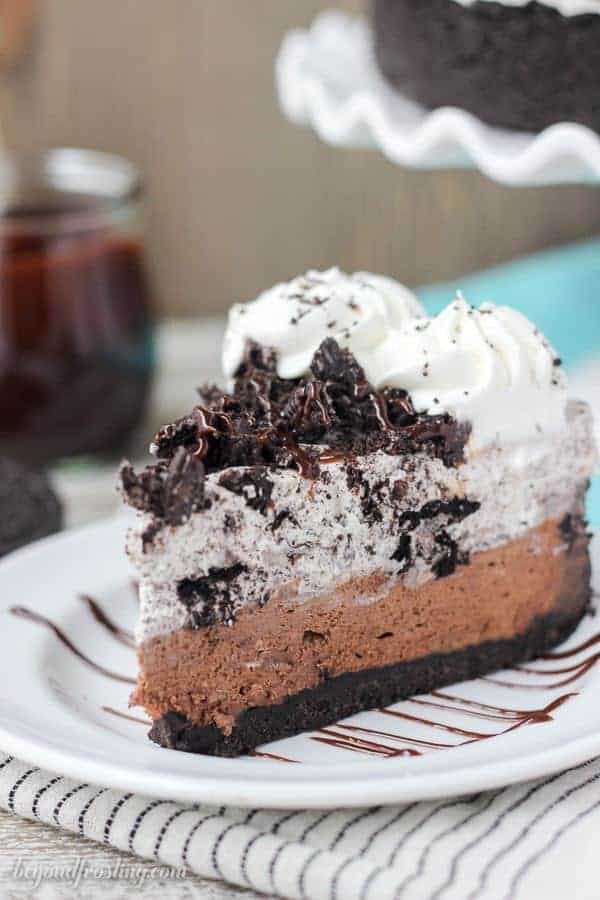 It’s all about the layers with this No-Bake Oreo Chocolate Mousse Pie. The thick Oreo crust is filled with a quick chocolate mousse, followed by a layer of easy Oreo mousse and topped off with more chocolate and whipped cream.