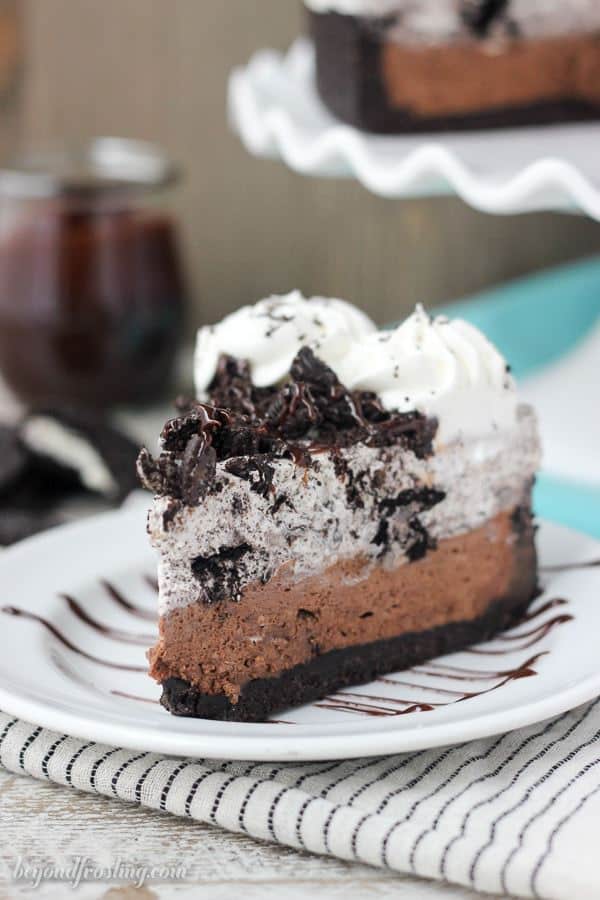 It’s all about the layers with this No-Bake Oreo Chocolate Mousse Pie. The thick Oreo crust is filled with a quick chocolate mousse, followed by a layer of easy Oreo mousse and topped off with more chocolate and whipped cream.