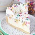 No-Bake Funfetti Mousse pie is everything you dream of. It starts with a thick Oreo crust, with a layer of white chocolate mousse and another layer of Oreo Funfetti Mousse made with cake batter whipped cream!