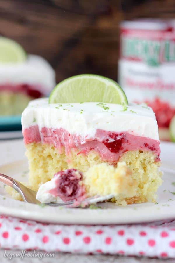 This Strawberry Margarita Cake has everything you want in a strawberry margarita: lime, tequila and lots of strawberries. It’s a lime infused, tequila-spiked cake with a layer of strawberry mousse and it’s topped with whipped cream.
