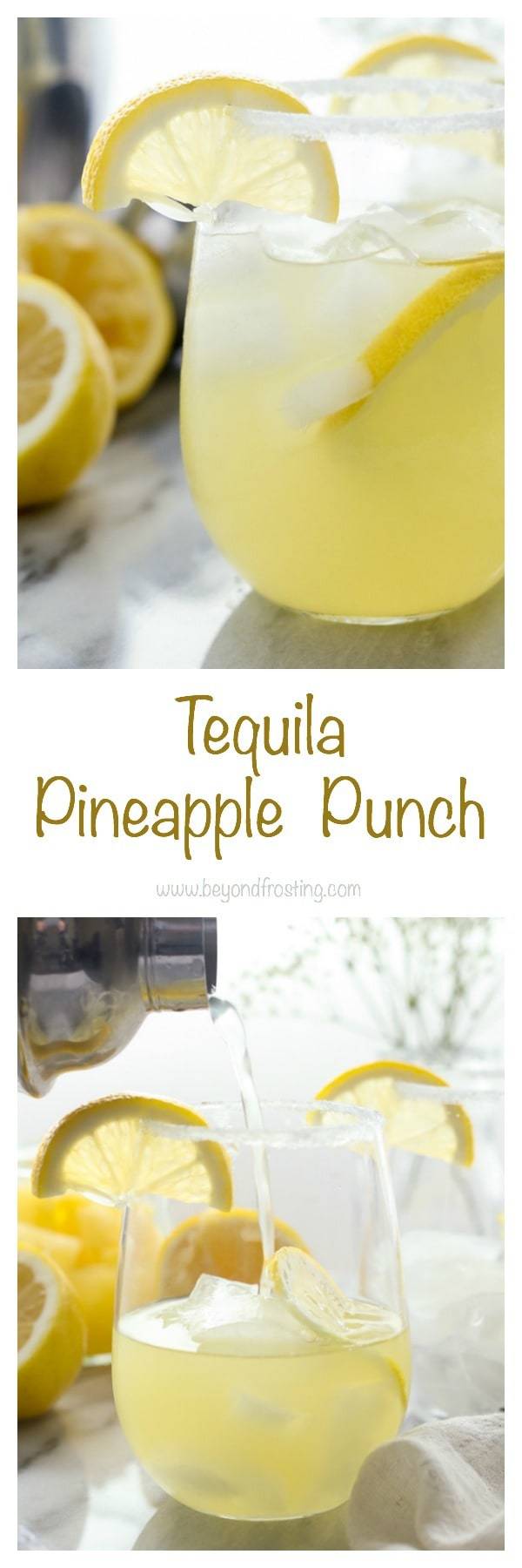  This Tequila Pineapple Punch is made with tequila, coconut rum, pineapple juice a splash of lemon juice and a little seltzer to top it off. It's the perfect balance of sweet verse tart.