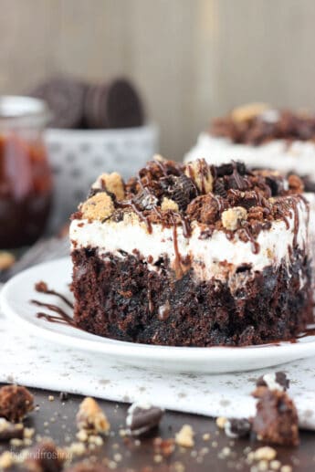 Decadent Slutty Brookie Poke Cake l Beyond Frosting