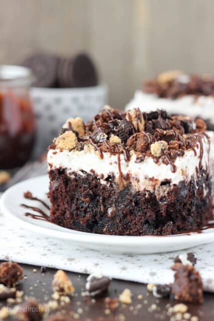 Decadent Slutty Brookie Poke Cake l Beyond Frosting