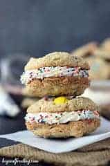 Cake Batter Monster Cookie Sandwiches