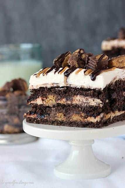 Chocolate Peanut Butter Cup Lasagna - Beyond Frosting