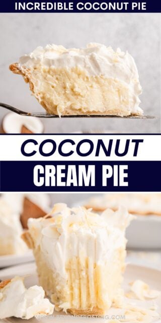 Pinterest title image for Coconut Cream Pie.