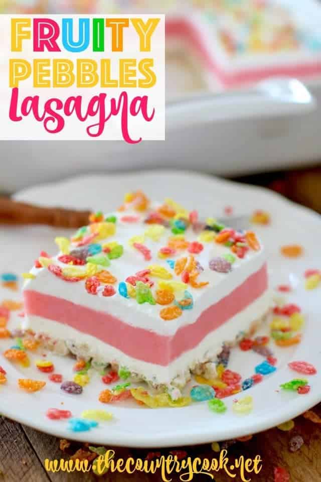 A Serving of Fruity Pebbles Lasagna on a Plate