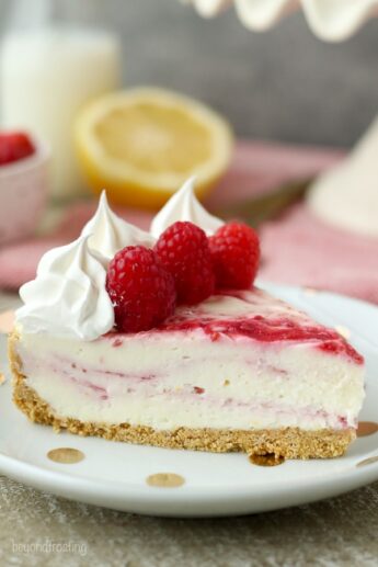 No-Bake Raspberry Swirl Cheesecake - Beyond Frosting