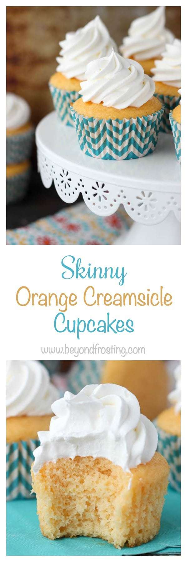  These Skinny Orange Creamsicle Cupcakes are full of flavor but without all the extra calories! The orange flavored cupcake it topped with a fat-free whipped topping.