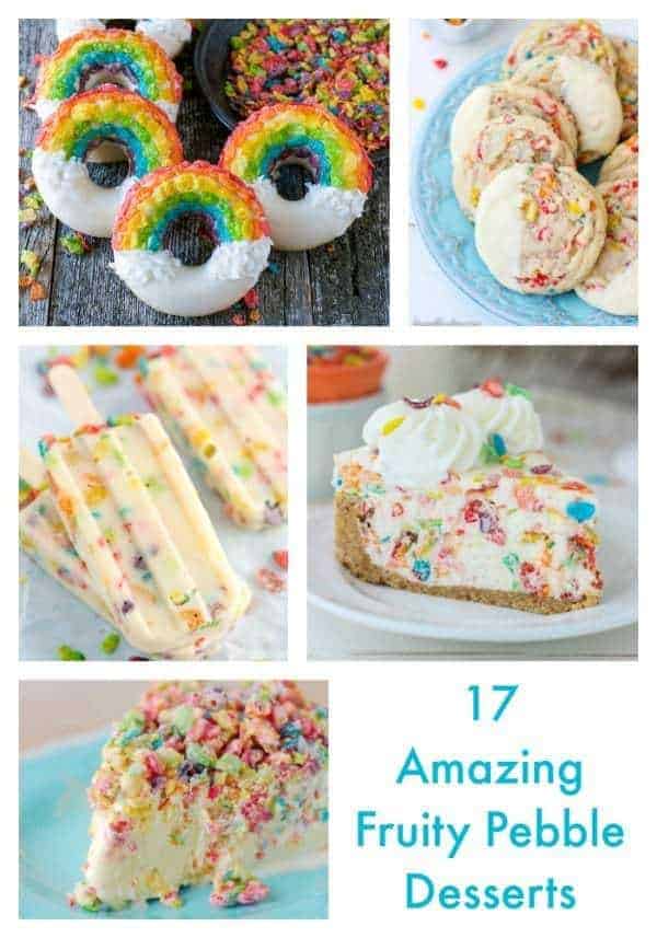 A Collage of 5 Different Fruity Pebble Desserts