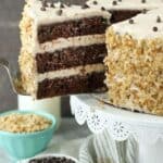 This triple layer Chocolate Zucchini Cake features a delicate chocolate cake stuff with zucchini. It's frosted with a rich brown butter buttercream frosting.