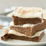 These soft and chewy Cinnamon Roll Blondies are topped with a silky cream cheese frosting.