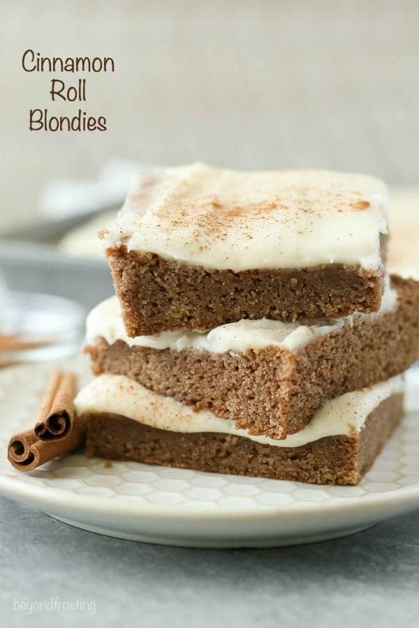 Once you sink your teeth into these Cinnamon Roll Blondies, there's no turning back. These soft and chewy cinnamon blondies are topped with a silky cream cheese frosting.