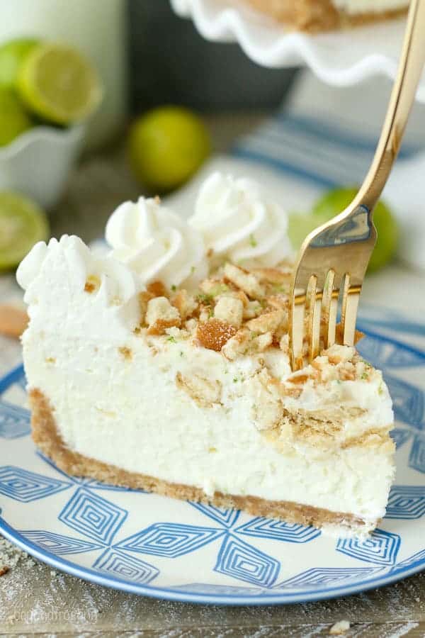 Dive face first into this No-Bake Key Lime Mousse Pie. The Nilla Wafer crust is filled with a white chocolate key lime mousse, and a layer of cookies and whipped cream on top. Plenty of key lime to go around.