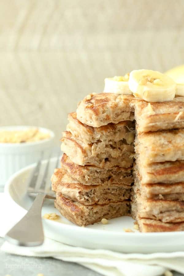 These Banana Walnut Protein Pancakes come together in a snap. With fresh bananas, Krusteaz Protein Pancake mix and a touch of cinnamon, you'll fall in love with this breakfast.