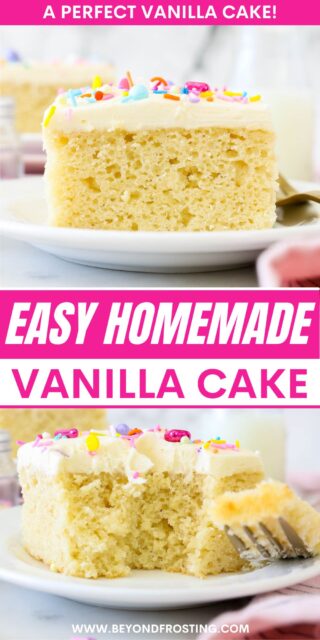 Pinterest title image for Easy Homemade Vanilla Cake.