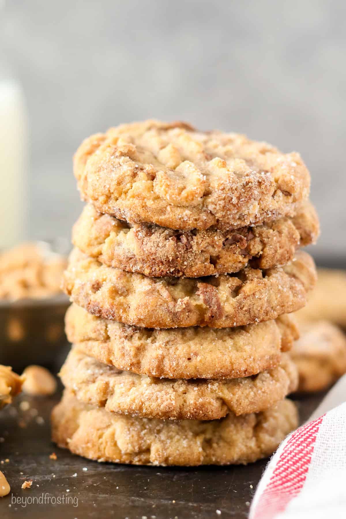 A stack of Nutella peanut butter cookies.