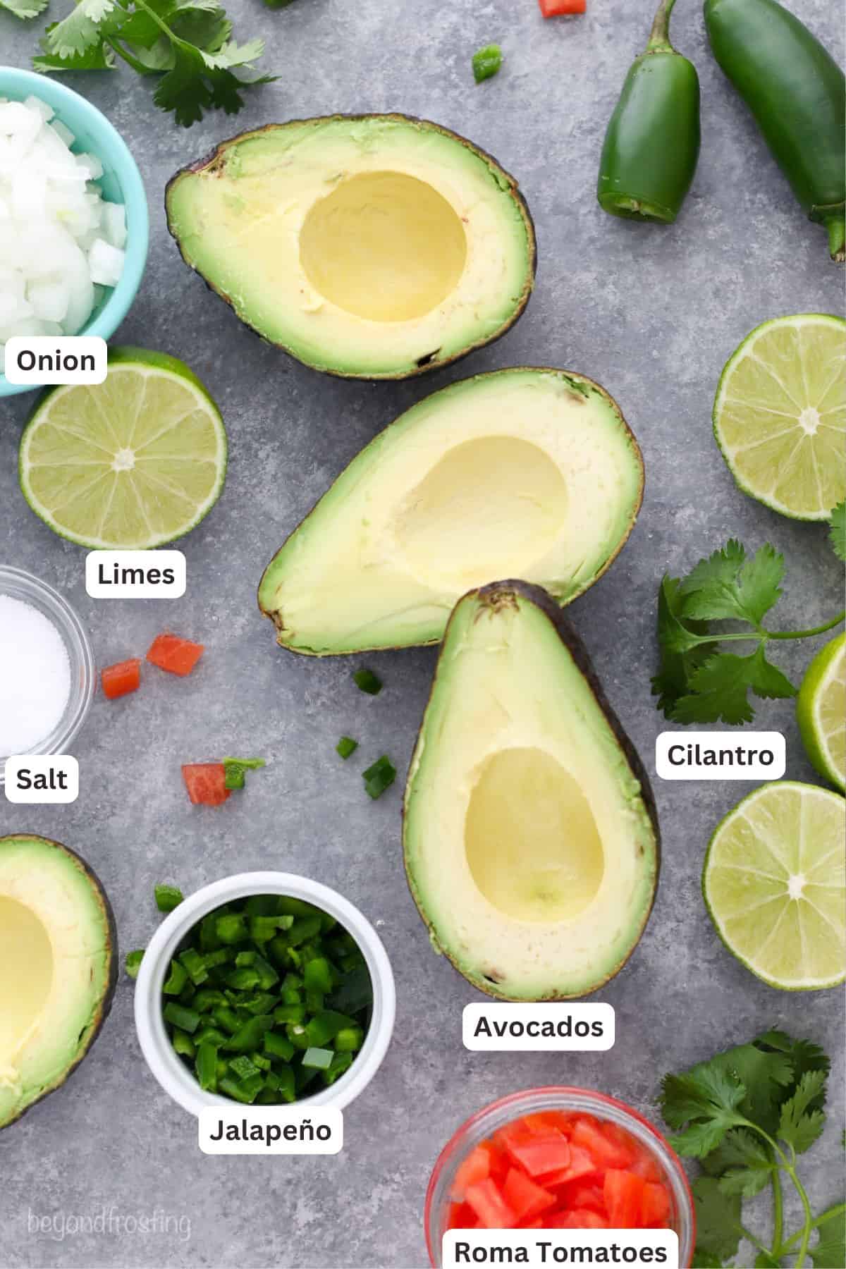 Ingredients for Easy Guacamole Recipe.