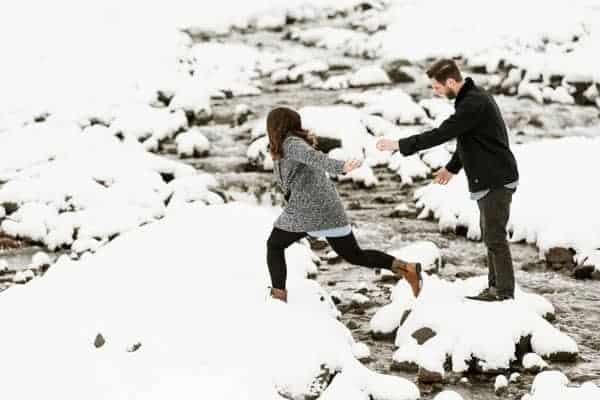 engaged couple photoshoot in the riber