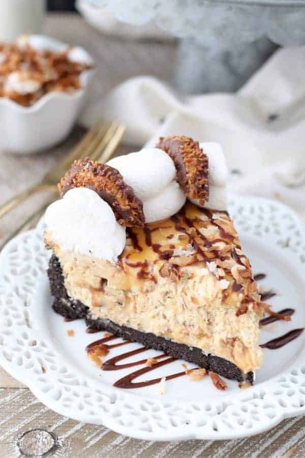 No-Bake Samoa Cheesecake - Beyond Frosting