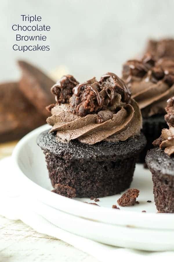 Triple Chocolate Brownie Cupcakes - Beyond Frosting