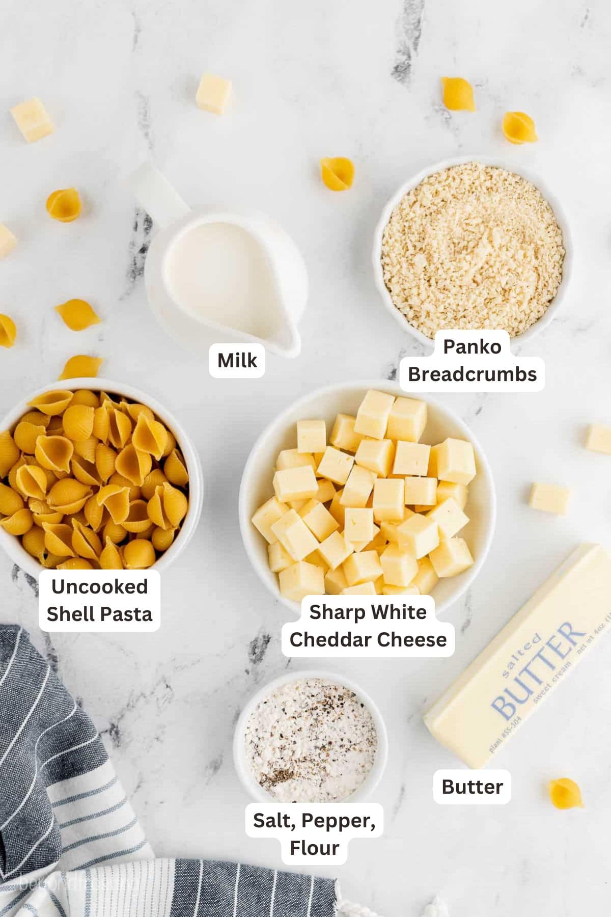 Ingredients for Grandma’s Baked Mac and Cheese.