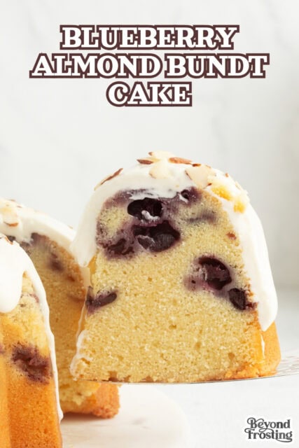 Pinterest title image for Blueberry Almond Bundt Cake.
