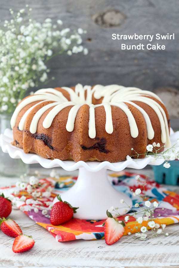 Strawberry Hibiscus Swirl Bundt Cake