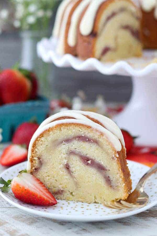 Strawberry bundt cake recipe with strawberry swirl